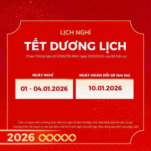 XÃ XUÂN ĐÔNG THÔNG BÁO LỊCH NGHỈ TẾT DƯƠNG LỊCH NĂM 2026