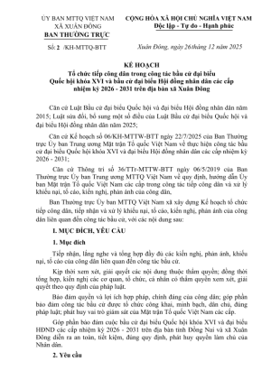 Mặt trận xã Xuân Đông xây dựng kế hoạch tổ chức tiếp công dân trong công tác bầu cử đại biểu Quốc hội khóa XVI và bầu cử đại biểu HĐND các cấp nhiệm kỳ 2026 - 2031 trên địa bàn xã Xuân Đông