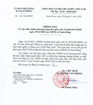Thông báo điều chỉnh lịch họp "Bình cử, công khai" công dân đủ điều kiện nhập ngũ và thực hiện tham gia nghĩa vụ Công an nhân dân năm 2026