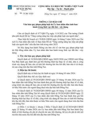 Thông cáo báo chí văn bản quy phạm pháp luật do UBND tỉnh ban hành trong lĩnh vực đất đai - xây dựng