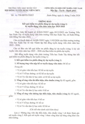THÔNG BÁO KẾT QUẢ KIỂM TRA PHIẾU ĐĂNG KÝ DỰ TUYỂN VIÊN CHỨC...