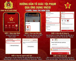 Công an xã Xuân Đông, thành phố Đồng Nai xin hướng dẫn chi tiết đến bà con cách thức gửi đơn tố giác, tin báo tội phạm trực tuyến qua ứng dụng VNeID.