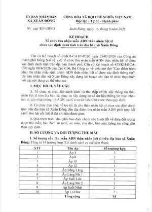 Xã Xuân Đông triển khai kế hoạch thực hiện thu nhận mẫu ADN thân nhân liệt sĩ chưa xác định danh tính trên địa bàn xã Xuân Đông