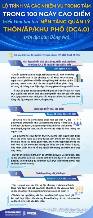 Lộ trình 100 ngày cao điểm triển khai lan tỏa Nền tảng DC4.0 trên địa bàn Đồng Nai