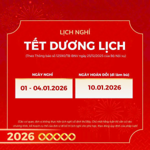 XÃ XUÂN ĐƯỜNG THÔNG BÁO LỊCH NGHỈ TẾT DƯƠNG LỊCH NĂM 2026