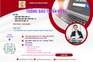 THÔNG BÁO VỀ VIỆC TUYỂN DỤNG VIÊN CHỨC GIÁO VIÊN CỦA TRƯỜNG THCS THỪA ĐỨC NĂM HỌC 2025-2026