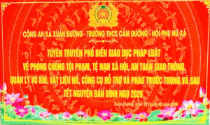 CÔNG AN XÃ XUÂN ĐƯỜNG TỔ CHỨC TUYÊN TRUYỀN PHÁP LUẬT VỀ PHÒNG, CHỐNG TỘI PHẠM, TỆ NẠN XÃ HỘI, AN TOÀN GIAO THÔNG, QUẢN LÝ VŨ KHÍ, VẬT LIỆU NỔ, CÔNG CỤ HỖ TRỢ VÀ PHÁO DỊP TẾT NGUYÊN ĐÁN BÍNH NGỌ NĂM 2026
