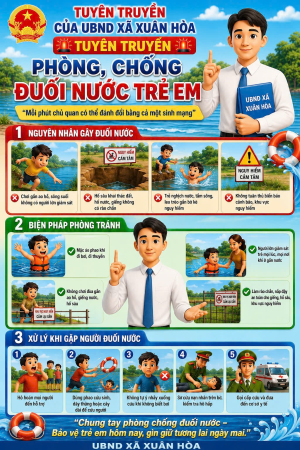 UBND XÃ XUÂN HÒA TUYÊN TRUYỀN PHÒNG, CHỐNG  ĐUỐI NƯỚC TRẺ EM DỊP HÈ