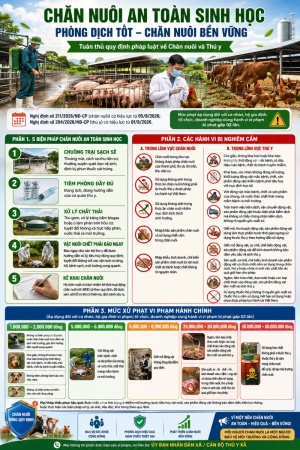 Hướng dẫn: Chăn nuôi An toàn sinh học, các hành vi bị nghiêm cấm và mức xử phạt vi phạm hành chính trong chăn nuôi, thú y