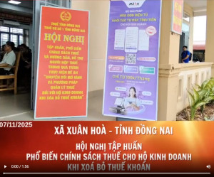 UBND xã Xuân Hoà, phối hợp đội thuế số 1, tỉnh Đồng Nai tổ chức Hội nghị tập huấn cho hộ kinh doanh về chính sách thuế, khi xoá bỏ thuế khoán.