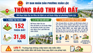 Phường Xuân Lộc thông báo thu hồi đất để thực hiện Dự án khu...