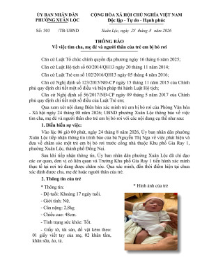 UBND phường Xuân Lộc thông báo tìm cha, mẹ đẻ và người thân...