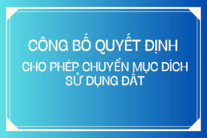 CÔNG BỐ QUYẾT ĐỊNH VỀ VIỆC CHO PHÉP CHUYỂN MỤC ĐÍCH SỬ DỤNG ĐẤT