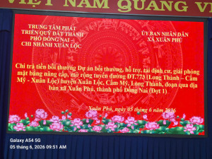 TRUNG TÂM PHÁT TRIỂN QUỸ ĐẤT CHI NHÁNH XUÂN LỘC TỔ CHỨC CHI TRẢ TIỀN BỒI THƯỜNG, HỖ TRỢ PHỤC VỤ DỰ ÁN NÂNG CẤP, MỞ RỘNG TUYẾN ĐƯỜNG ĐT.773 QUA XÃ XUÂN PHÚ (ĐỢT 1)