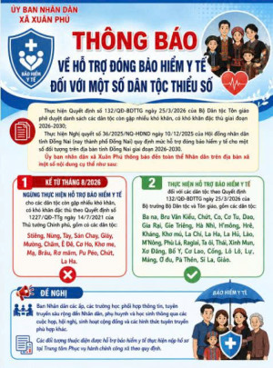 THÔNG BÁO Về việc thực hiện hỗ trợ bảo hiểm y tế theo Quyết định số 1227/QĐ-TTg ngày 14/7/2021 của Thủ tướng Chính phủ và triển khai thực hiện theo Quyết định số  132/QĐ-BDTTG ngày 25/3/2026 của Bộ trưởng Bộ Dân tộc và Tôn giáo