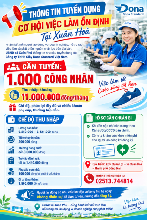 THÔNG TIN TUYỂN DỤNG – CƠ HỘI VIỆC LÀM ỔN ĐỊNH TẠI XUÂN HOÀ