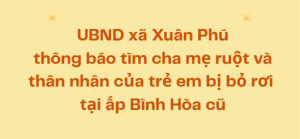 THÔNG BÁO TÌM THÂN NHÂN CHO TRẺ EM BỊ BỎ RƠI