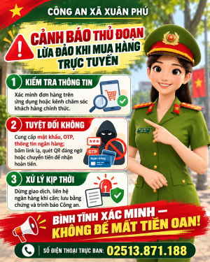 CÔNG AN XÃ XUÂN PHÚ CẢNH BÁO THỦ ĐOẠN LỪA ĐẢO KHI MUA HÀNG TRỰC TUYẾN