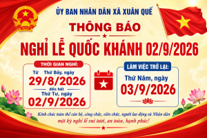 Thông báo về thời gian nghỉ lễ Quốc khánh 02/9/2026