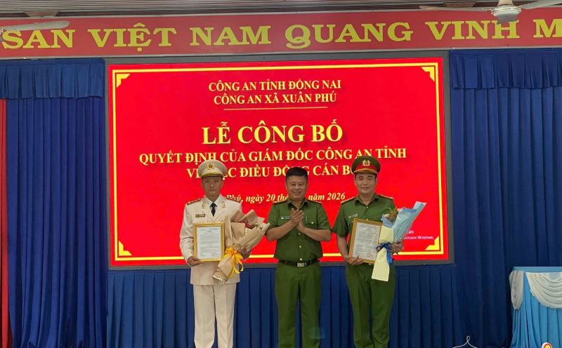 CÔNG AN XÃ XUÂN PHÚ TỔ CHỨC LỄ CÔNG BỐ QUYẾT ĐỊNH VỀ VIỆC ĐIỀU ĐỘNG CÁN BỘ