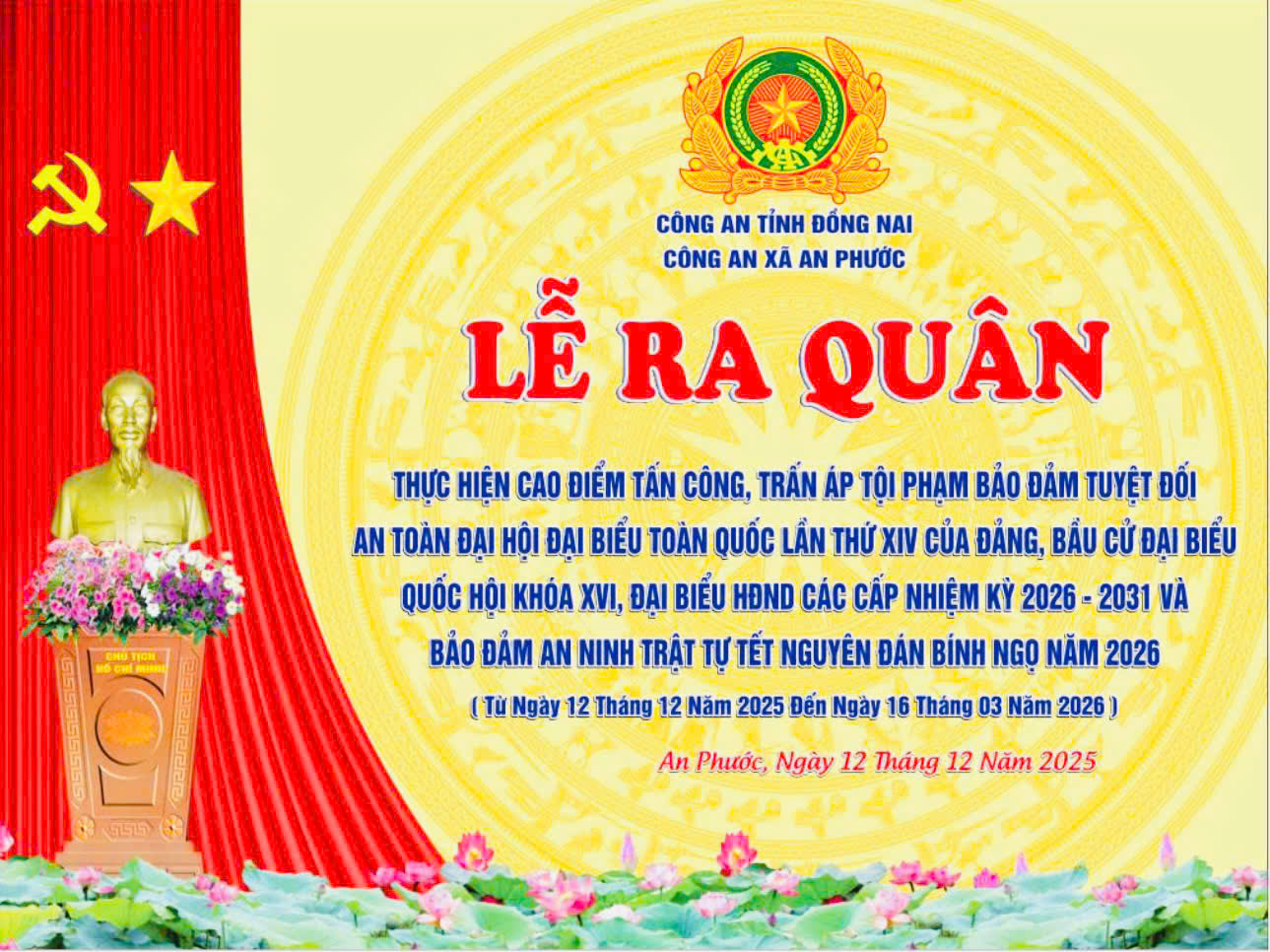 Công an xã An Phước - Ra quân thực hiện cao điểm tấn công, trấn áp tội phạm