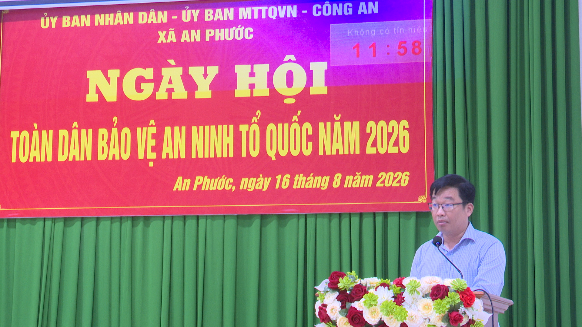 Đ/c Đoàn Minh Trí  - Chủ tịch UBND xã phát biểu khai mạc ngày hội