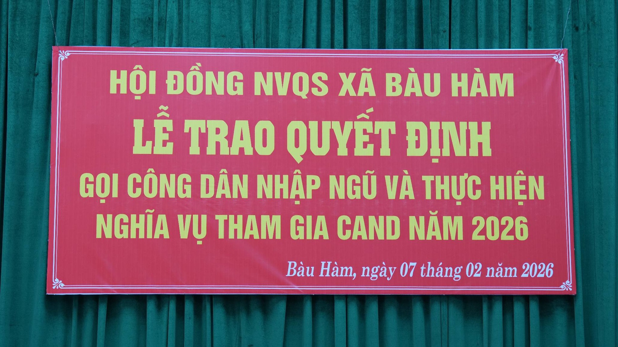 Xã Bàu Hàm tổ chức Lễ phát lệnh gọi nhập ngũ năm 2026
