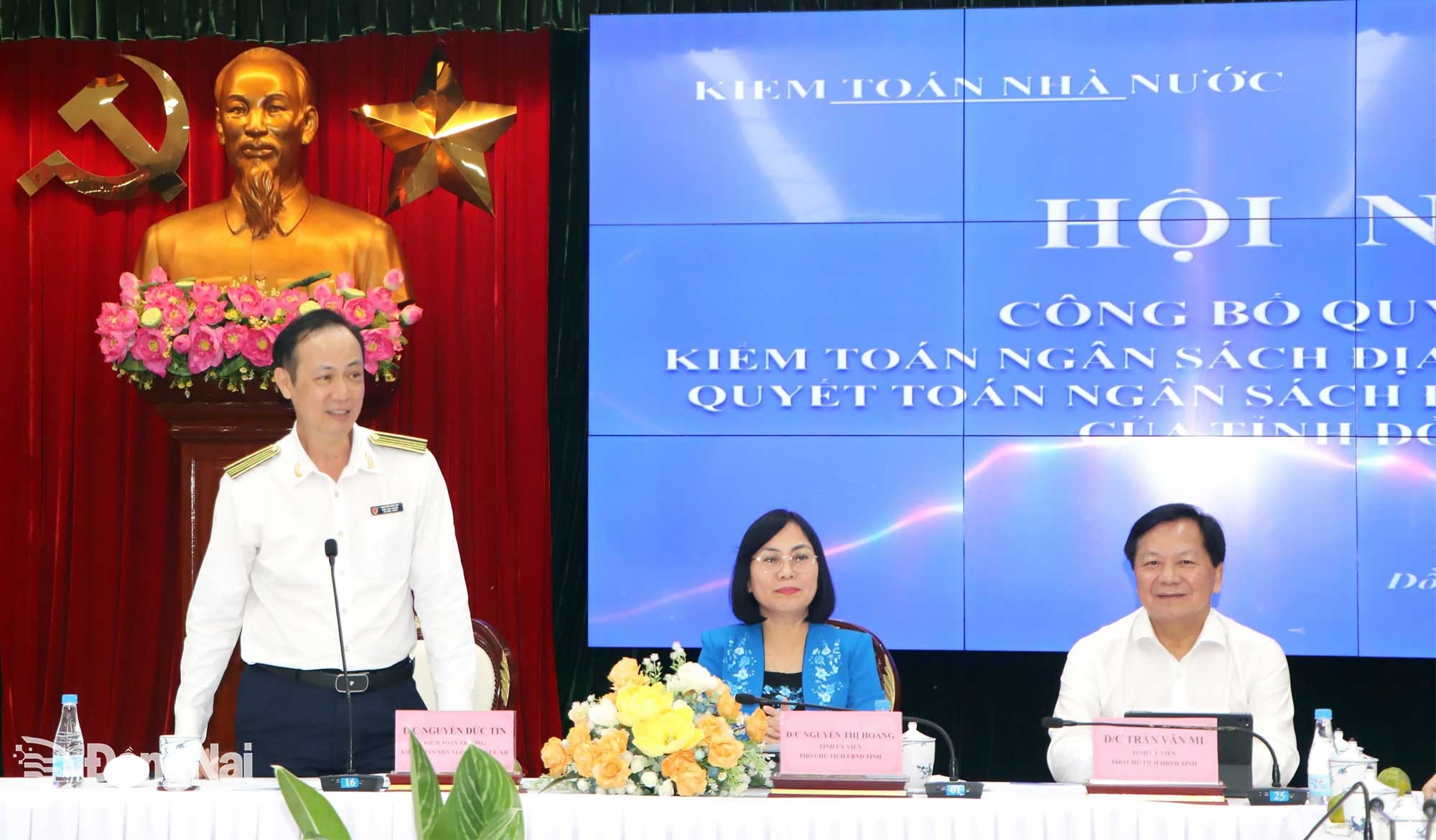 Kiểm toán trưởng Kiểm toán Nhà nước khu vực XII Nguyễn Đức Tín phát biểu tại hội nghị. Ảnh: Ngọc Liên