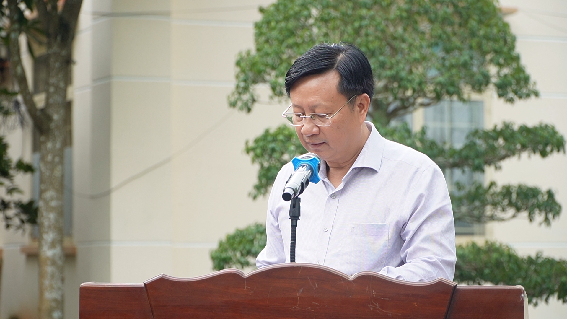 Ông Nguyễn Đại Thắng - Chủ tịch UBND xã phát biểu tại buổi lễ