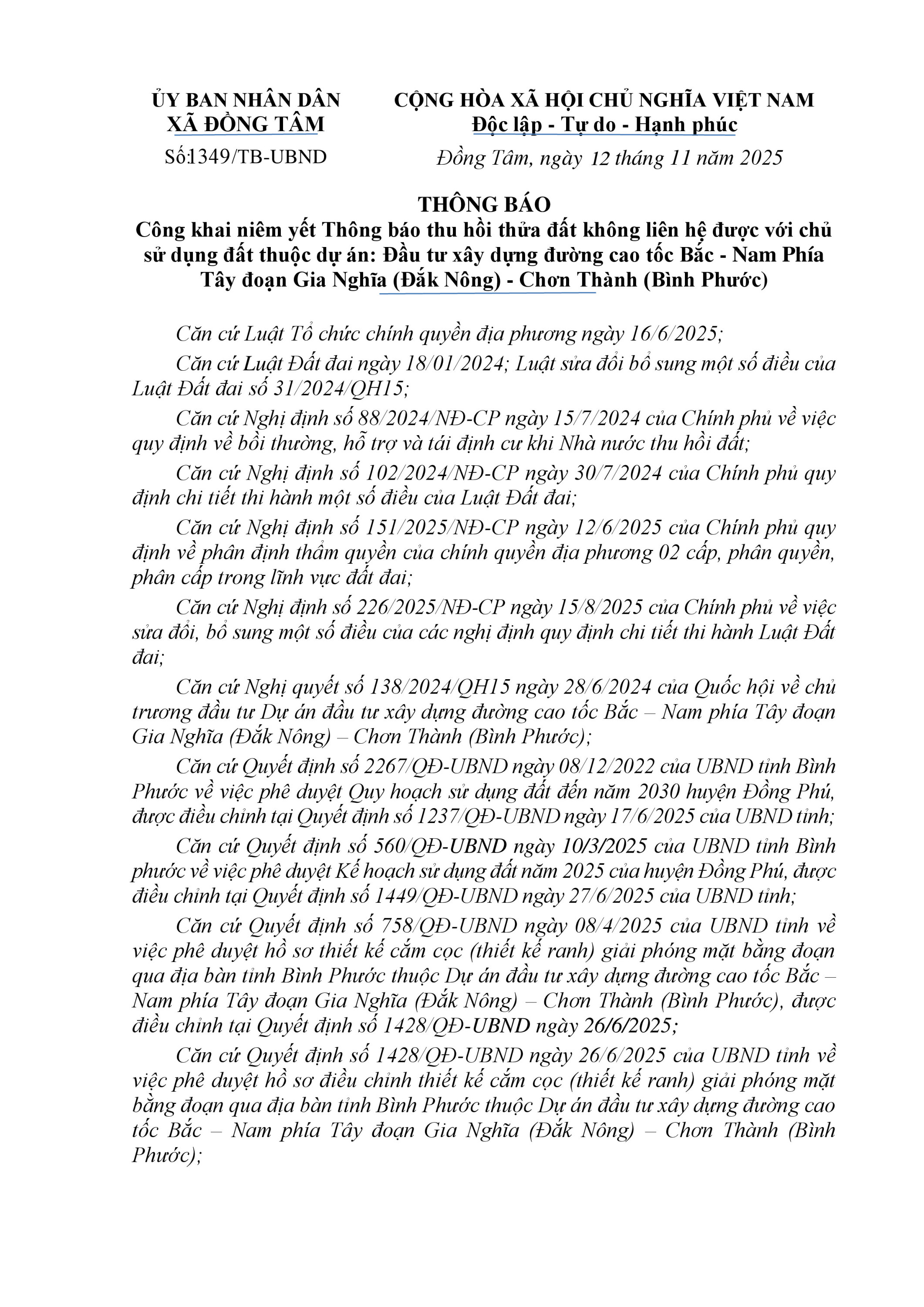 Thông báo công khai các thửa đất bị thu hồi chưa tìm được chủ xã Tân Phước ( lần 3) signed signed signed 0