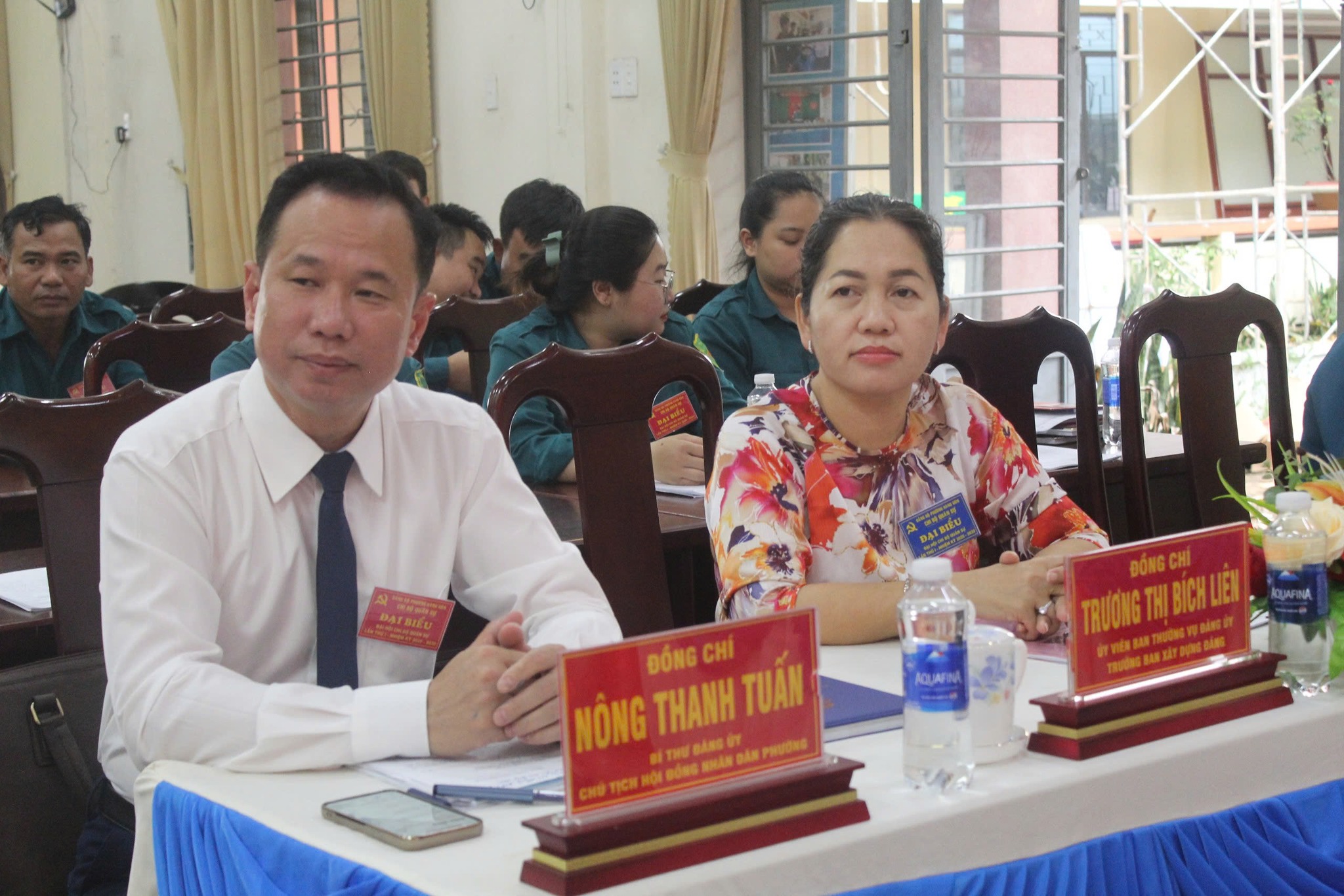 Đồng chí Nông Thanh Tuấn-Bí thư Đảng ủy, Chủ tịch HĐND phường cùng các đồng chí lãnh đạo phường tham dự Đại hội