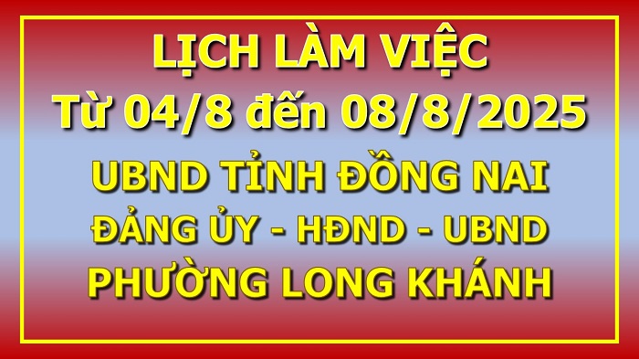 Lịch làm việc 04 8 đến 08 8 2025