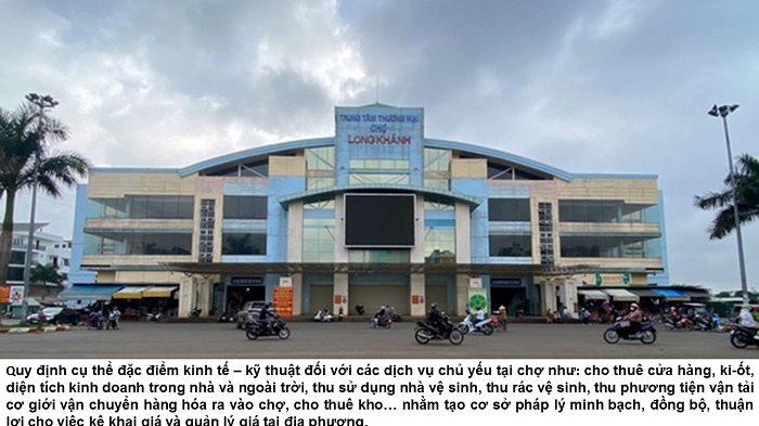 Quy định đặc điểm kinh tế – kỹ thuật đối với dịch vụ chủ yếu tại chợ ngoài dịch vụ