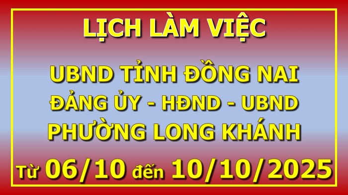 Lịch làm việc 06 10 đến 10 10 2025