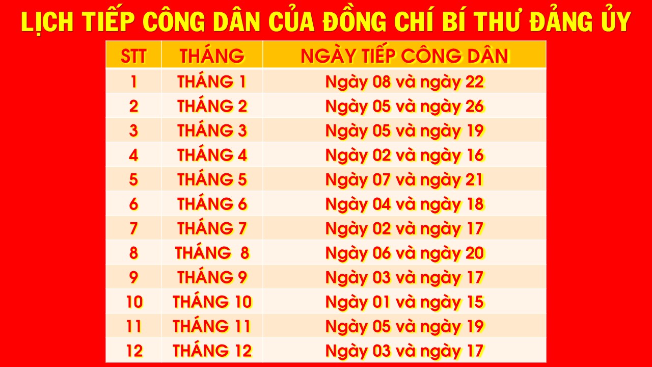 Picture Lịch tiếp công dân định kỳ (Bí thư)