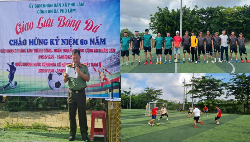 Sáng ngày 19/08/2025 tại sân bóng mini xã Phú Lâm, UBND xã Phú Lâm phối hợp cùng Công an xã Phú Lâm đã tổ chức trận giao lưu bóng đá