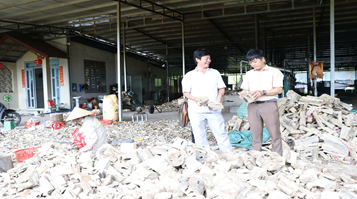 Hình ảnh: Ông Hoàng Thiên - Phó chủ tịch Hội ND xã Phú Lâm đi kiểm tra sử dụng vốn vay.