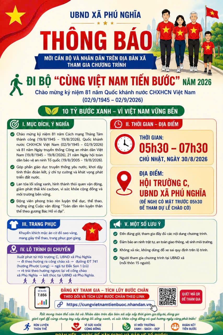 Chương trình đi bộ “Cùng Việt Nam tiến bước” năm 2026