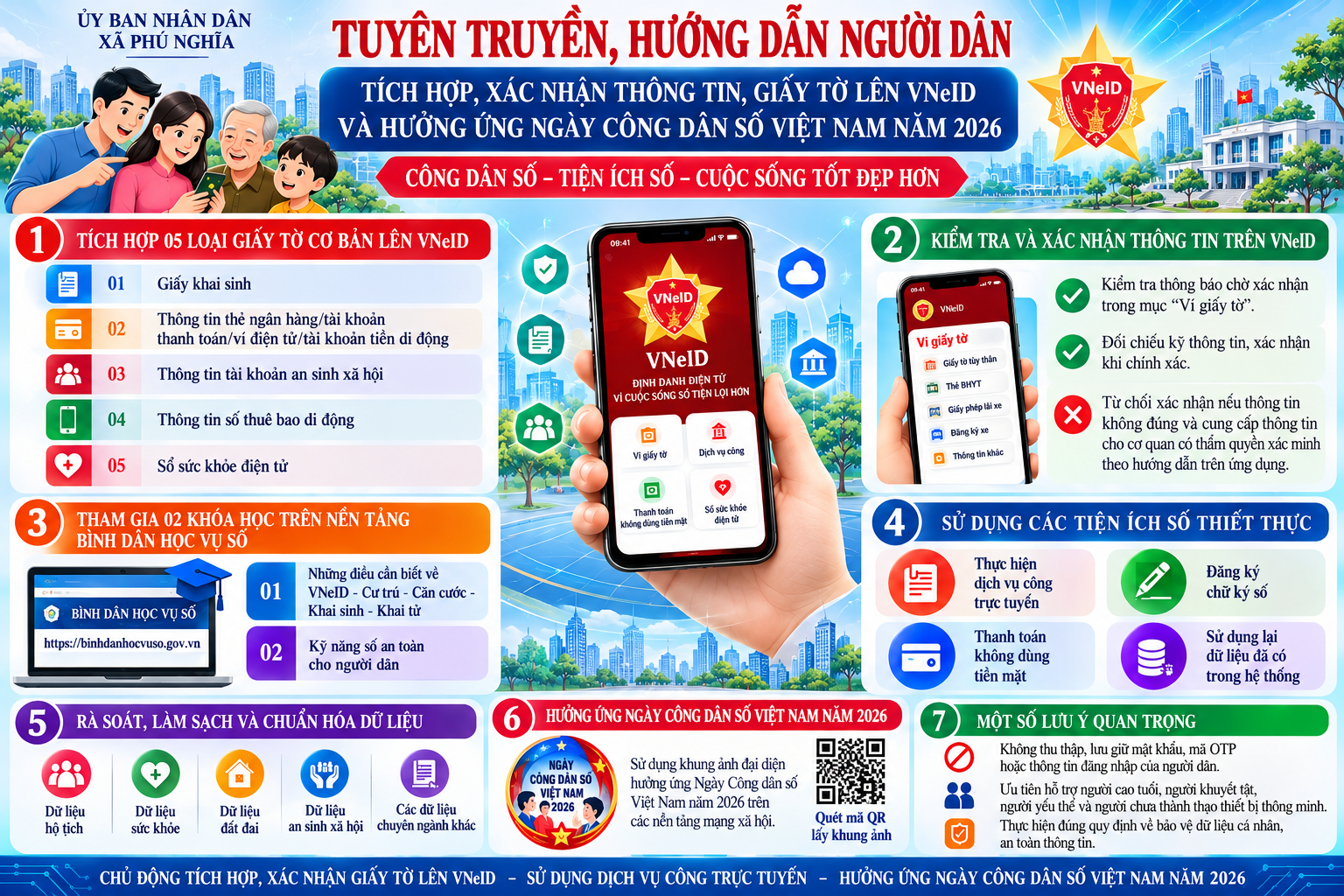 ĐẨY MẠNH TUYÊN TRUYỀN, HƯỚNG DẪN NGƯỜI DÂN SỬ DỤNG VNEID VÀ HƯỞNG ỨNG NGÀY CÔNG DÂN SỐ VIỆT NAM NĂM 2026