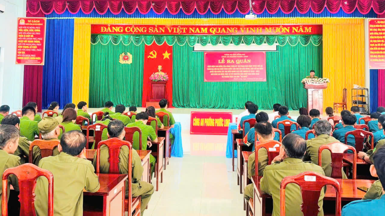 Công an phường Phước Long tổ chức Lễ ra quân cao điểm tấn công trấn áp tội phạm bảo vệ Đại hội Đảng lần thứ XIV, bầu cử đại biểu Quốc hội và HĐND các cấp