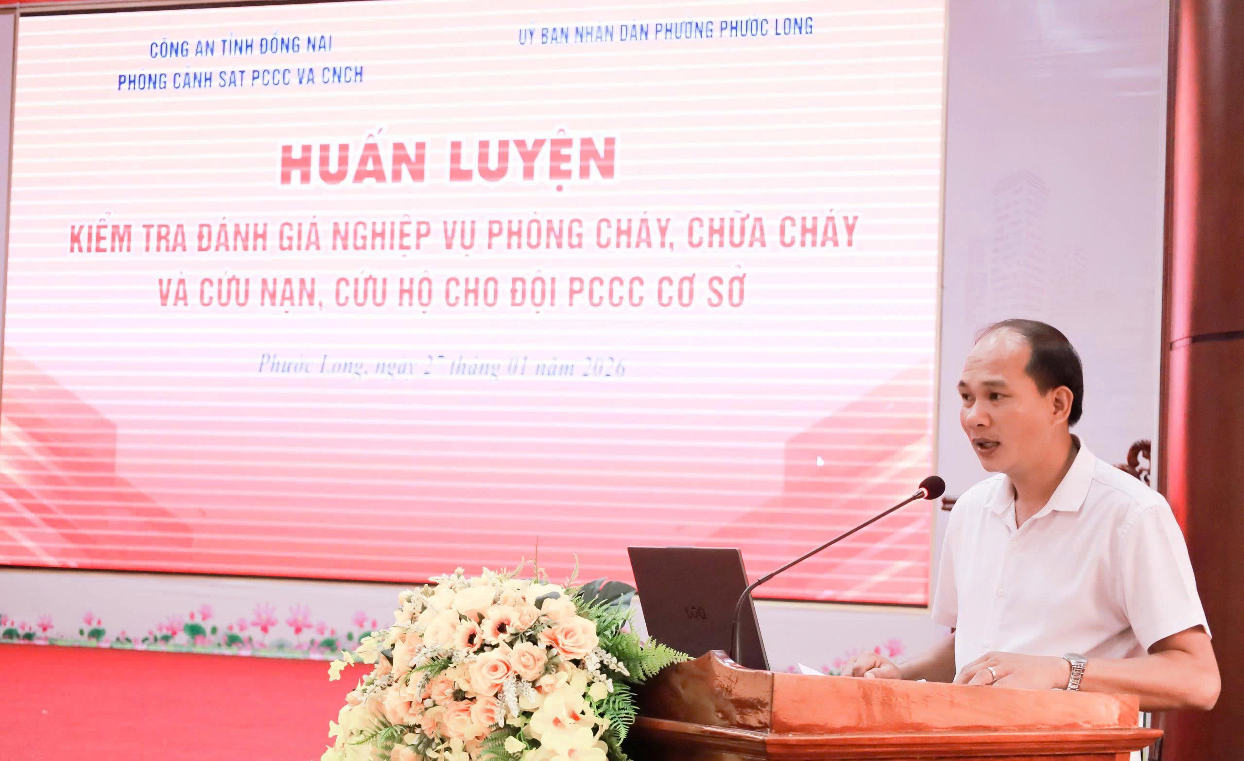 HUẤN LUYỆN, KIỂM TRA ĐÁNH GIÁ NGHIỆP VỤ PHÒNG CHÁY, CHỮA CHÁY VÀ CỨU NẠN, CỨU HỘ CHO ĐỘI PHÒNG CHÁY CHỮA CHÁY CƠ SỞ CỦA CHỢ PHƯỚC LONG