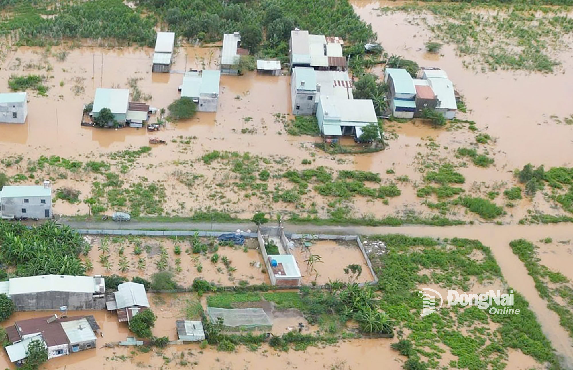 Một khu vực tại phường Phước Tân, tỉnh Đồng Nai bị ngập lụt do nước sông Buông dâng cao trong tháng 9-2025. Ảnh: Phạm Tùng