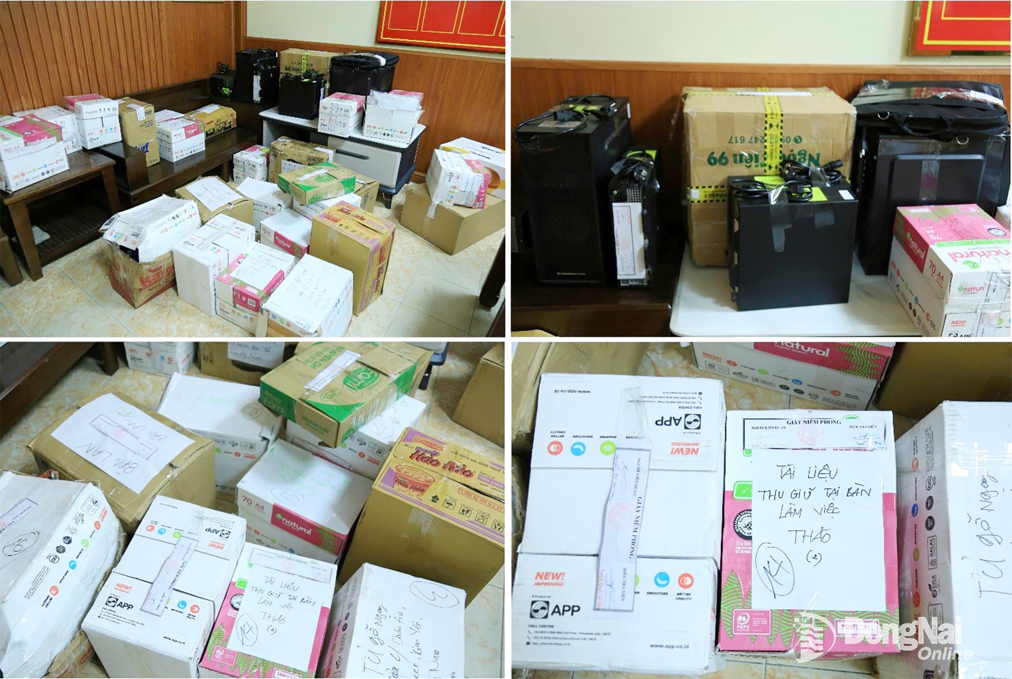 Số tài liệu liên quan được cơ quan công an thu giữ. Ảnh: CACC