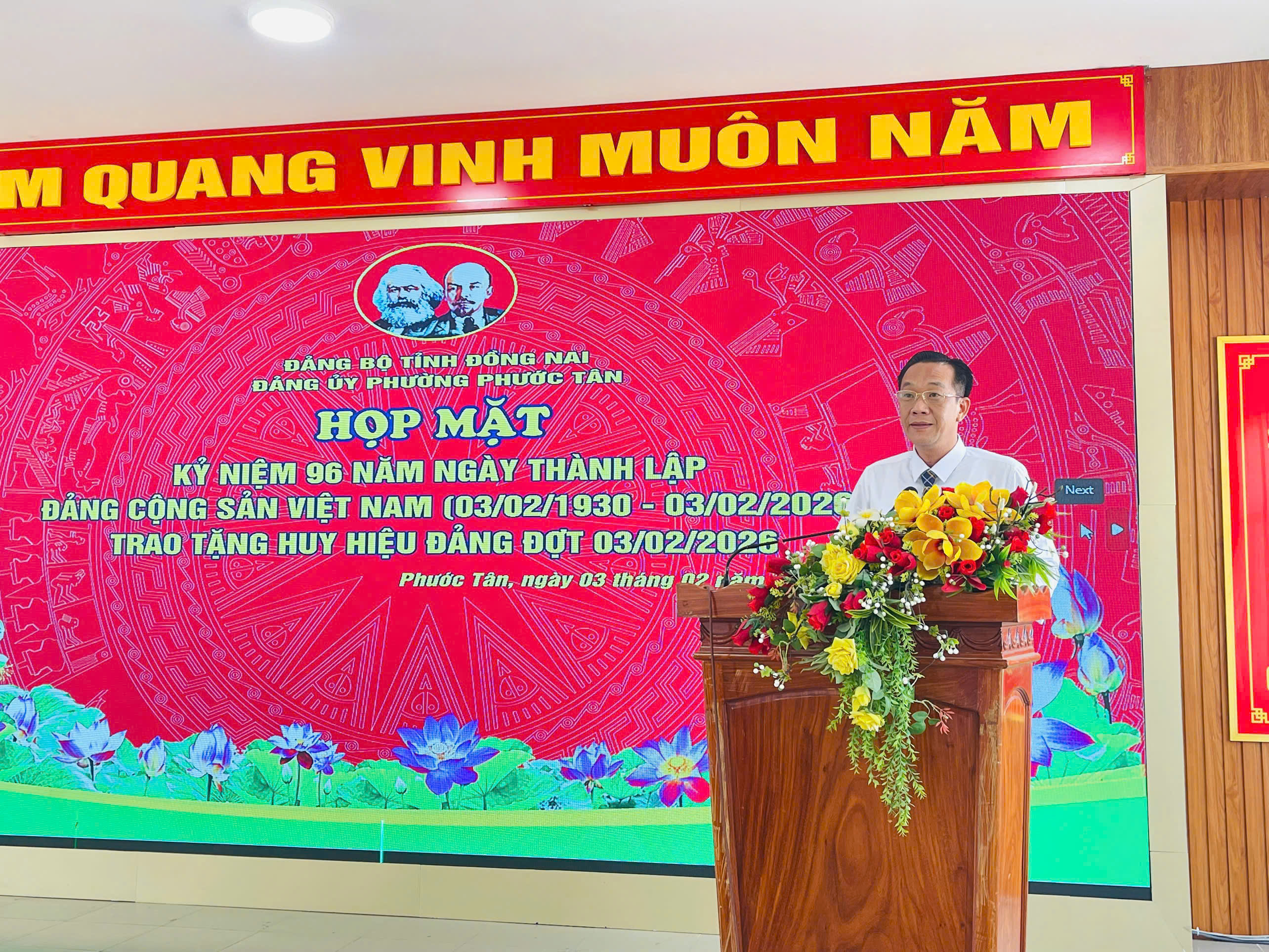 Đồng chí Trần Thiện Căn - Phó Bí thư Đảng ủy phát biểu tại Hội nghị