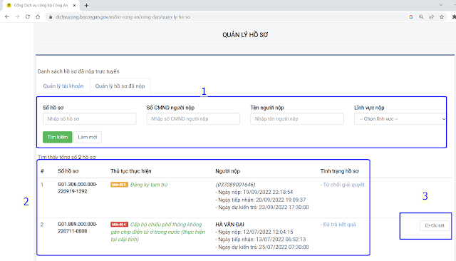 Chi tiết hồ sơ trực tuyến