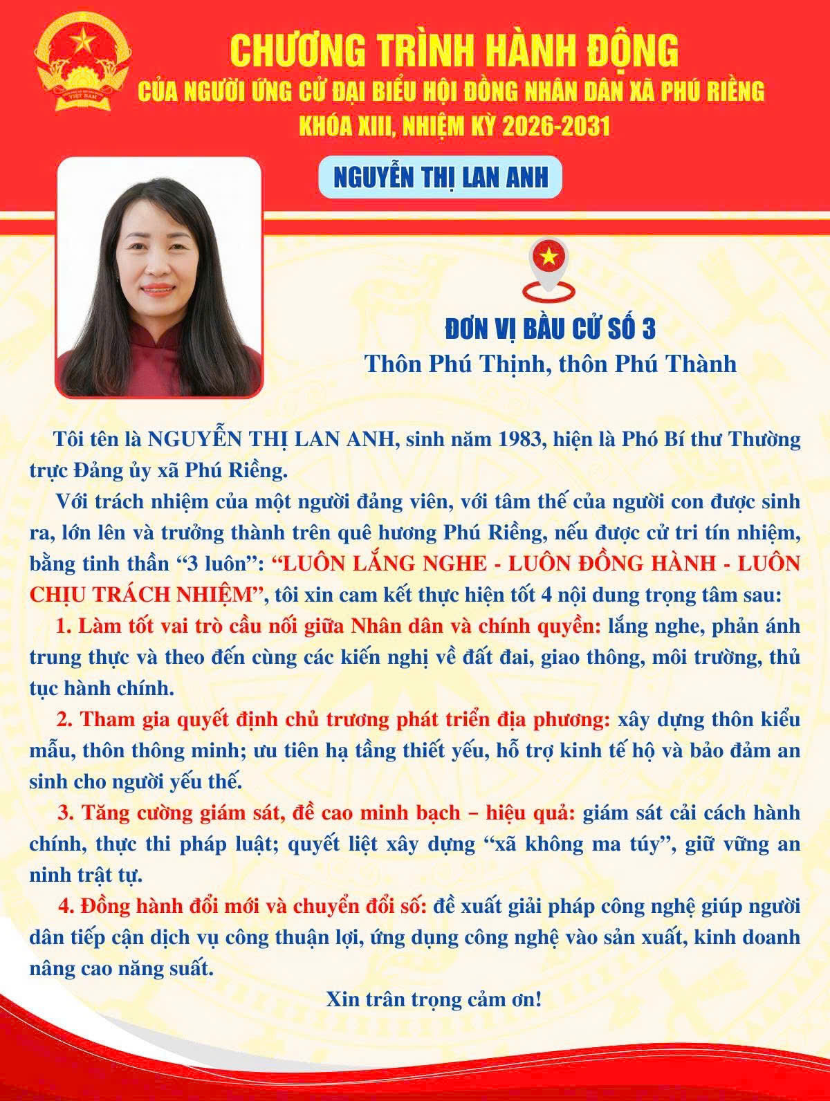 Chương trình hành động bà Nguyễn Thị Lan Anh
