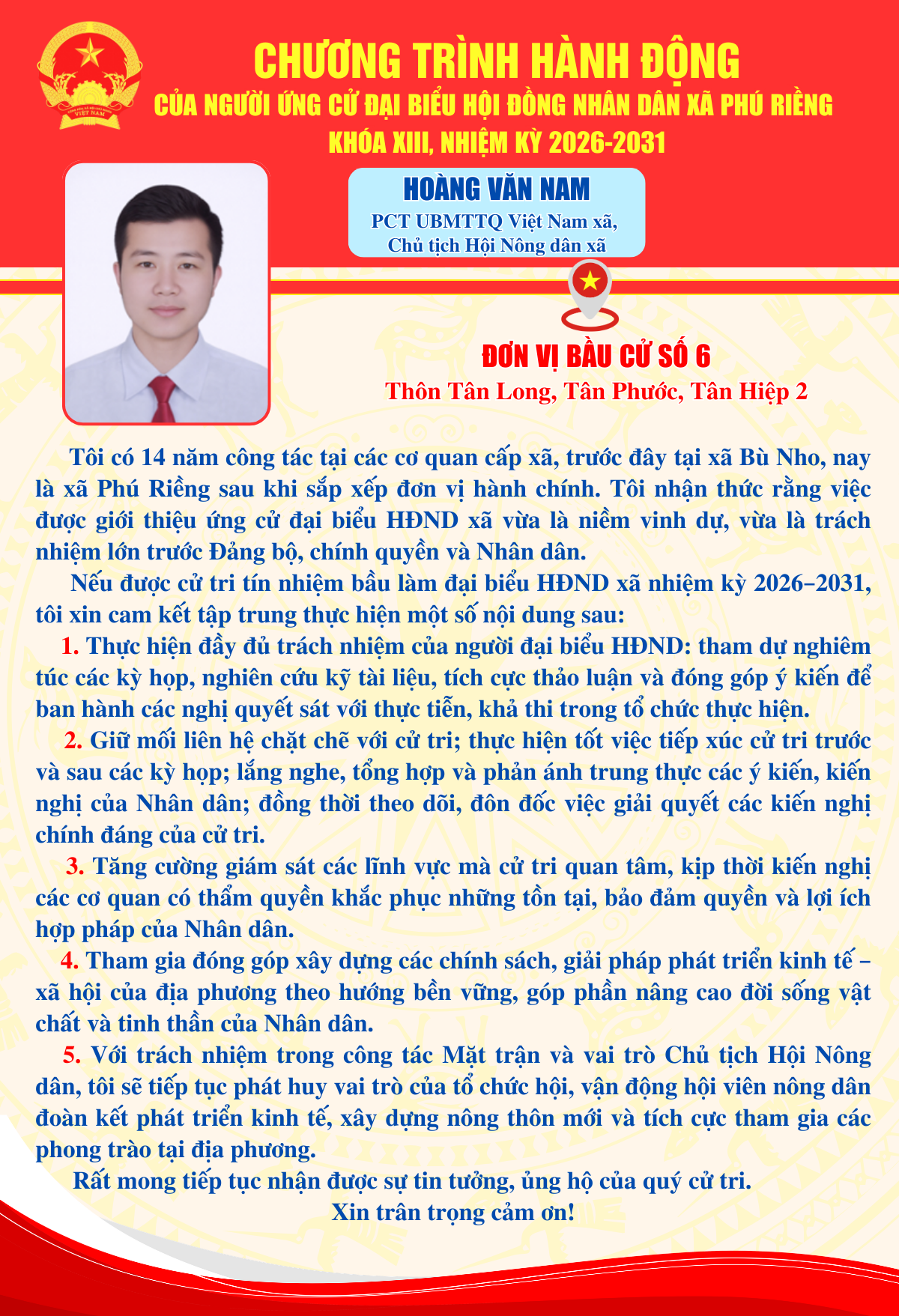 Chương trình hành động ông Hoàng Thanh Nam