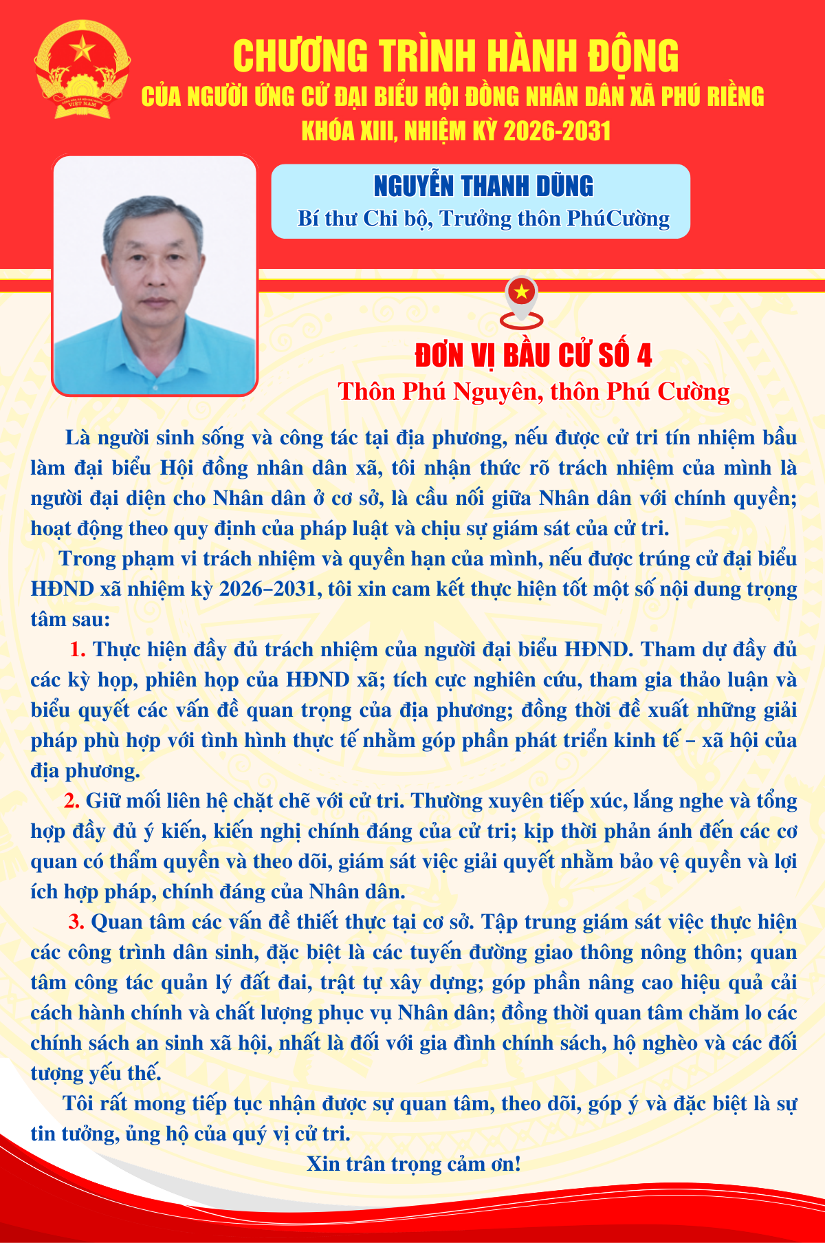 Chương trình hành động ông Đinh Văn Trọng