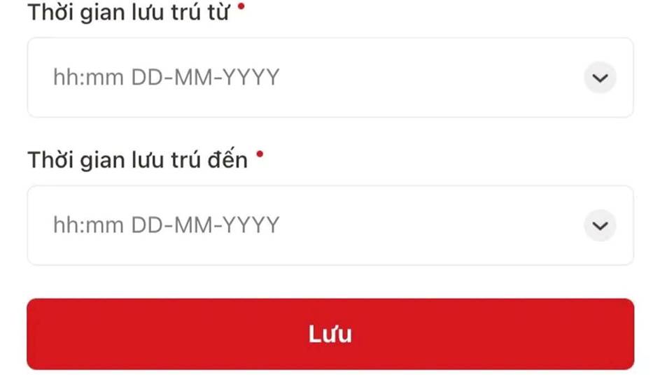 Nhập chi tiết thông tin nơi đến và lý do tạm vắng