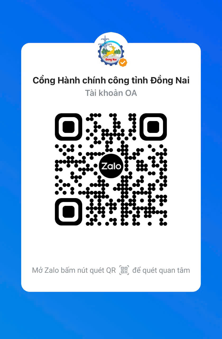 QR kênh Zalo OA Cổng hành chính công tỉnh Đồng Nai